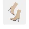 Botas Elásticas de Tacón Alto Stiletto Negras de Longitud Media para Primavera y Otoño con Punta Fina Botas Ajustadas Zapatos de Tacón Alto Sexys Botas Cortas Nuevas para Mujer