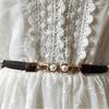 Cinturón Elástico Negro Pequeño, Vestido Decorativo Elástico Delgado, Camisa, Elegante a la Moda, Cinturón con Hebilla de Perla para Mujer