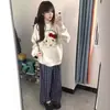 Moletom fofo de gato estilo japonês jovem para outono e inverno para mulheres, forrado com fleece, novo top casual estilo faculdade estilo coreano 2026