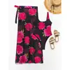 2026 Novo Maiô de Peça Única com Estampa Floral Europeia e Americana Amazon Conjunto de Três Peças Biquíni Feminino Roupa de Banho para Praia