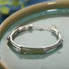 Pulsera de bambú oro antiguo plata esterlina incrustada jade Hetian natural pulsera de jade viva ajustable joyería para madre