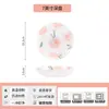 Set de Tazón y Plato Fresco y Lindo Alto Valor Glaseado Rosa Melocotón Cerámica Bajo Esmalte Vajilla Hogar Regalo de Mudanza Tazón y Palillos