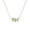 Nuevo Collar de Rama Transfronteriza, Joyería de Cadena de Hoja Bohemio de Acero Inoxidable, Popular Collar Versátil de Espiga de Trigo con Incrustaciones de Diamante