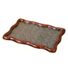 Nueva Bandeja de Cristal de Nogal Estilo Chino para Comedor y Sala de Té en Casa, Bandeja de Almacenamiento Multifuncional con Diseño de Flor de Begonia, Bandeja para Té y Bocadillos