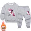Conjunto de suéter de veludo para meninas com roupas infantis de unicórnio 2022 outono e inverno novo conjunto de duas peças de calças fofas para crianças