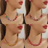 Cadena para Clavícula de Acrílico con Diamantes Corazón Rosa Rosa Melocotón Blanco Cadena Exagerada para Cena Collar de Cristal Multicolor