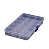 Caja de almacenamiento de 15 rejillas, caja de plástico desmontable para aparejos de pesca, aguja e hilo, caja de acabado, caja de joyería cosmética, caja de cuentas, venta al por mayor