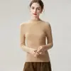 Suéter de punto 100% cachemir puro, cuello semi-alto, corte ajustado, para mujer, capa base de otoño e invierno, top versátil