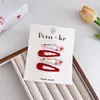 Conjunto de 4 presilhas de cabelo BB com glitter colorido que pinga óleo, presilhas fofas estampadas para franja, presilhas laterais para meninas