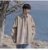 Camisa Negra para Hombre Verano Japonesa Color Sólido Manga Larga Marca de Moda de Gama Alta Moda Tendencia Abrigo para Niños