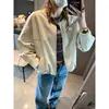 Chamarra Casual con Bloques de Color Patchwork de Piel PU Cuello Redondo Mochie Blogger Moda Diaria Chamarra de Trabajo MQ1885