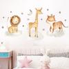 Pegatinas de pared de dibujos animados de león, jirafa y zorro para habitación infantil, decoración navideña, papel tapiz autoadhesivo de PVC.