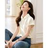 Colar de boneca de lapela pequena com redução de idade elegante Gola de camisa Polo Camiseta feminina 2024 verão novo