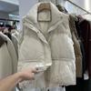 Jaqueta Colegial Outono Inverno Design Moderno Acolchoada com Algodão Colete Feminino Plus Size Gola Vertical Solta Casaco Colete Espesso Tendência