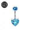 E-Commerce Transfronterizo Nuevo Modelo G23 Anillo para Ombligo de Circonita con Forma de Corazón Redondo F136 Anillo para Ombligo de Titanio Stud para Ombligo