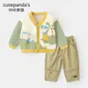 Conjunto Otoñal Infantil Kaka Panda para Niños Conjunto Casual de Dos Piezas para Niñas Ropa de Principios de Primavera para Bebés Moderno