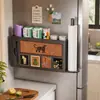 Estante de almacenamiento magnético lateral para refrigerador, porta film transparente de cocina, estante de almacenamiento sin perforaciones, estante de almacenamiento para huecos montado en la pared
