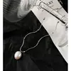Colar de Pérolas de Água Doce Formato Barroco em Aço Titânio Design de Nicho Feminino Moda Estilo Normcore Contas Separadas Colar Osso de Cobra