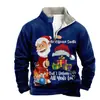 Sudadera Digital Navideña Transfronteriza de Aliexpress Nueva de Otoño e Invierno para Hombre, de Manga Larga, Cuello Alto, Media Cremallera y Cuello de Terciopelo