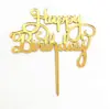 Bandera Decorativa para Pastel de Acrílico Tarjeta de Fiesta Feliz Cumpleaños Enchufe Decoración Creativa para Pastel Paquete de 10
