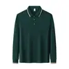 Nova camisa polo de manga comprida transfronteiriça feita sob medida para homens, moletom de outono e inverno, para o dia a dia casual, vestuário de trabalho de luxo leve, camiseta de manga comprida