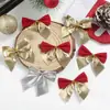 Novas decorações de árvore de Natal em laço nas cores duplas vermelho e dourado/vermelho e prata, uma ferramenta mágica para criar uma atmosfera festiva