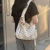 Bolsa de Lona de Lunares para Mujer 2026 Nueva Bolso Tote de Hombro de Gran Capacidad Estilo Japonés Estilo Ins Bolso Tote para Estudiante