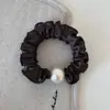 Scrunchie de Pérola Fashion Básico Cor Sólida High-End Simples Doce Prendedor de Cabelo Diário Versátil Elástico para Cabelo