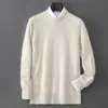 Suéter de Lana 100% Pura con Cuello Redondo para Hombre Amazon Simple Versátil Cálido Jersey de Punto Capa Base Engrosada Cálido