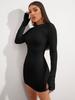 Colección Otoño/Invierno 2026 Nueva Marca Independiente Transfronteriza Europea y Americana Cuello en V Ajustado Manga Larga Sexy Bodycon Vestido Corto para Mujer