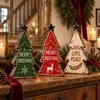 Árvore de Natal Desgastada de Natal Conjunto de Três Peças de Madeira Enfeites de Feriado Centro de Mesa Decoração de Mesa Enfeites de Madeira