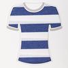 Processamento personalizado AB fio 40 malha casual T-shirt malha tecido listrado algodão poliéster spandex tecido High Road