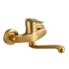 Grifo de Latón Antiguo Estilo Europeo para Balcón Bañera Todo Cobre Tipo Pared Cocina Agua Caliente y Fría Salida de Agua de Pared Barra Única Doble Agujero