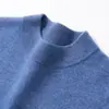 Suéter de cachemira para hombre con cuello semialto de doble capa, lujo ligero y cálido, nuevo tejido de punto para hombre otoño e invierno 2026, suéter de punto holgado para negocios