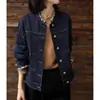 Chaqueta de mezclilla para mujer, marca de moda, colección otoño 2026, estilo biker clásico lavado, chaqueta corta de cuello redondo