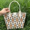 Bolso de Mano Tejido Estilo Coreano, Bolso de Mano de Moda Houndstooth para Viajeros de Gran Capacidad, Bolso de Mano Casual Versátil, Bolsa para el Almuerzo