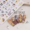 Pegatinas para uñas de Halloween Bordes dorados lindos Fantasma Calabaza Telaraña Floral Dibujos animados Atmósfera festiva Impermeable