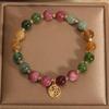 Nueva Pulsera de Piedra Natural Turmalina Colorida Ins Nicho Colgante Orquídea Suzuki Pulsera Ruyi Novia Transfronteriza para Hombres y Mujeres