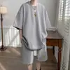 Traje de verano para hombre talla grande, shorts finos de manga corta, moderno deportivo casual de corte holgado, conjunto versátil de dos piezas para adolescentes