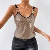 Vestuário feminino transfronteiriço: Camisola sexy metálica com lantejoulas, costas abertas, estilo europeu e americano, comércio exterior feminino, atacado Amazon