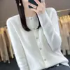 Abrigo de terciopelo Andy de color liso con cuello redondo estilo coreano, suelto, adelgazante, para ir al trabajo, hebilla sin costuras, cárdigan de punto para mujer