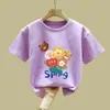 Camiseta de Moda de Manga Corta para Niñas Estilo Verano 2026, Camisa Versátil de Manga Media, Camiseta de Algodón Puro con Dibujo de Niña para Bebé