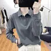 Blusa de Veludo Alemão Plus Size com Gola Polo, Solta, Emagrecedora, Manga Longa para Mulheres, Nova Moda Coreana Outono e Inverno 2025, Camisa Básica