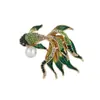 Nova Broche Peixe Dourado de Liga Metálica com Strass Estilo Chinês Nicho de Luxo para Cardigã Casaco Corsage Alfinete de Joia