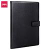 Deli 3302 Cuaderno de Cuero Bloc de Notas Engrosado Cuero Negro de Negocios Libro de Registro para Reuniones de Trabajo