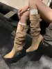 Primer Encuentro Botines de Tobillo Estilo Francés de Temporada Botas Largas Retro Botines Nuevos Otoño/Invierno para Mujer Botas Altas de Tacón Alto Chica Picante Punta Fina