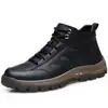 Sapatos Masculinos de Inverno Novos Couro Confortáveis Calçados de Caminhada Atacado Transfronteiriço Veludo Plus Couro Cano Alto Calçados Casuais
