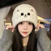 Gorro de Punto de Gato Lindo Nuevo de Invierno Casual Versátil Otoño/Invierno Cálido Protección para Orejas Simple Gorro de Lana