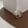 Anillo liso estilo francés de plata de ley S925 para mujer, moderno, de alta gama, único, de nicho, estilo ins, vintage, anillo resistente para el dedo índice
