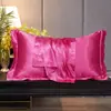 Funda de almohada de seda lavable de color sólido para belleza, funda de almohada individual de seda helada sedosa, imitación de seda de morera, funda para núcleo de almohada de seda